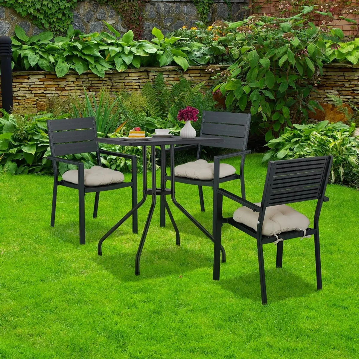 Garden Table Hxwxd: 75x61x61CM Wooden-Look - Image 2