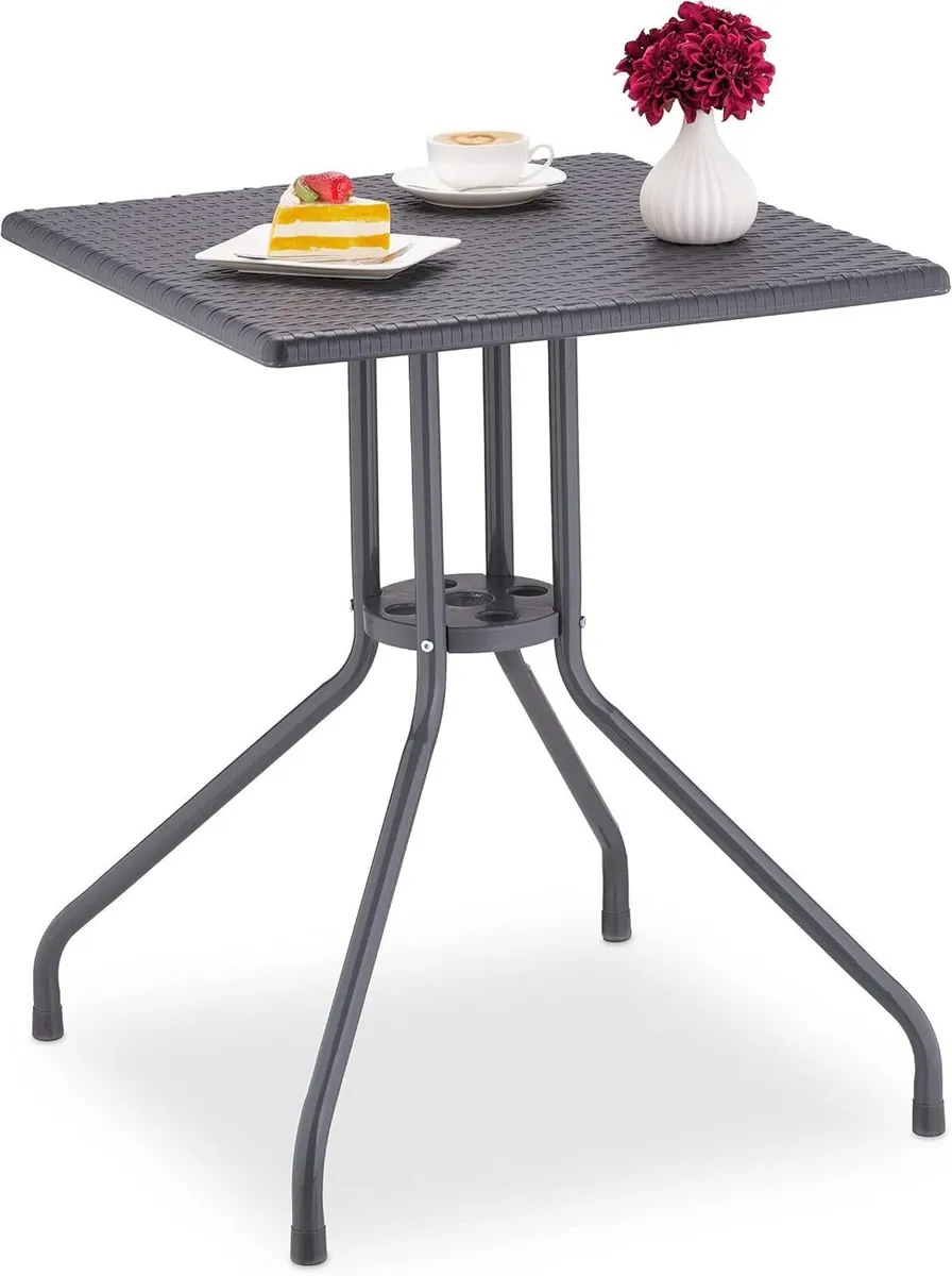 Garden Table Rattan Look Square Hxwxd: 75x61x61CM - Image 1