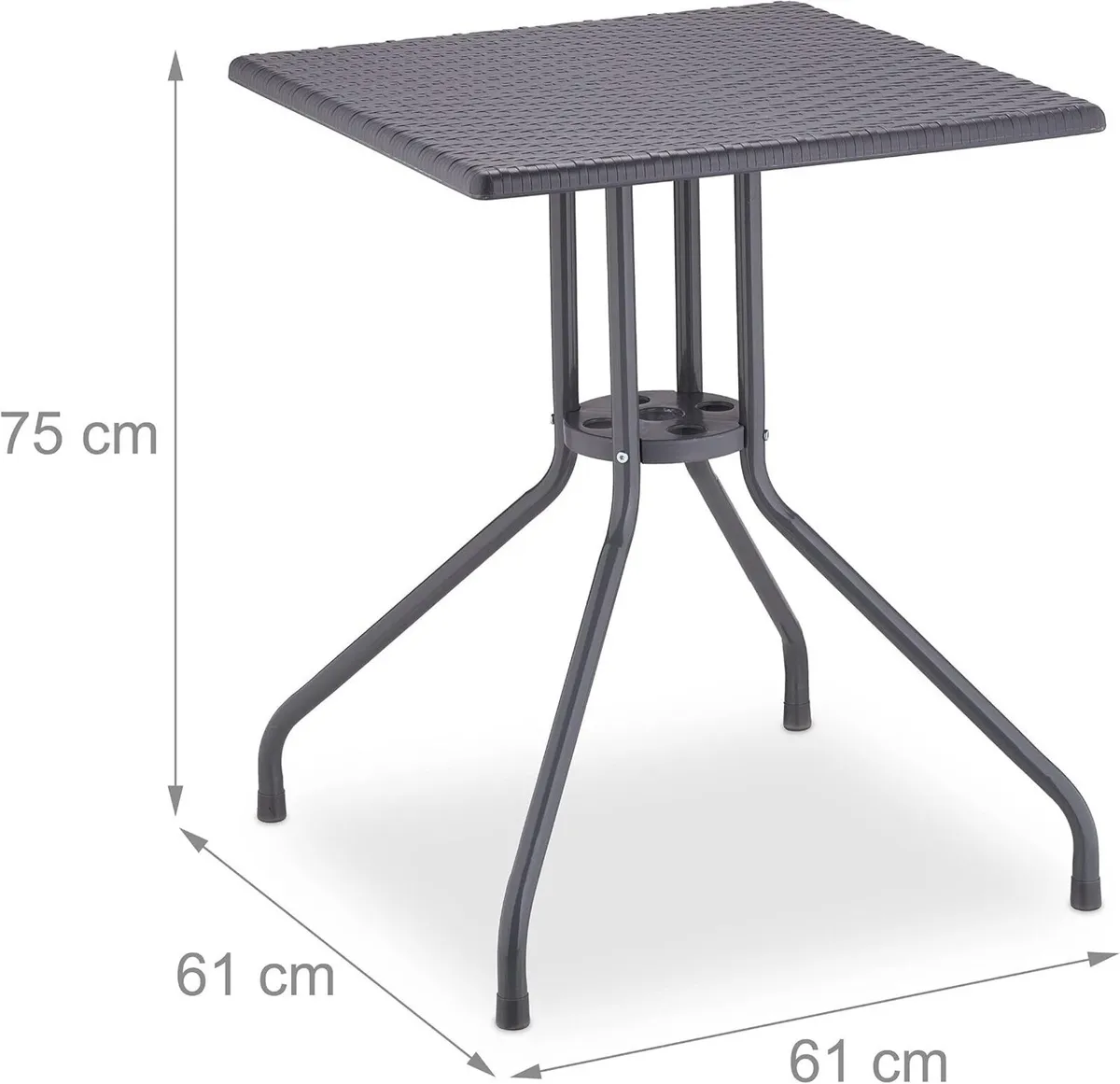Garden Table Rattan Look Square Hxwxd: 75x61x61CM - Image 4