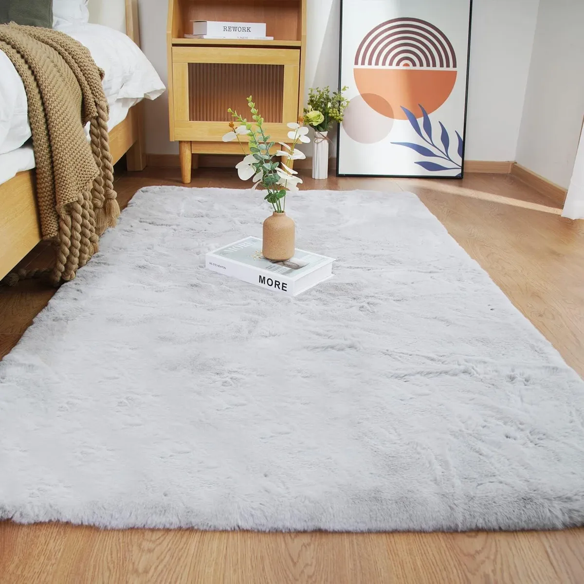 Soft Faux Rabbit Fur Rug Machine Washable - Image 2