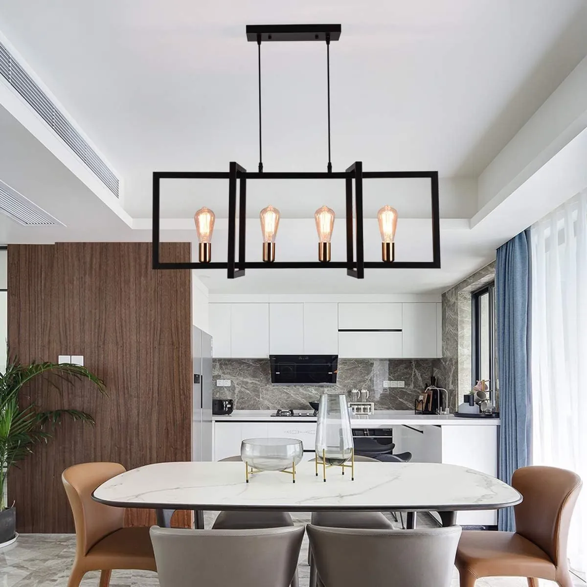Rustic Industrial Pendant Ceiling 4 Lights - Image 2