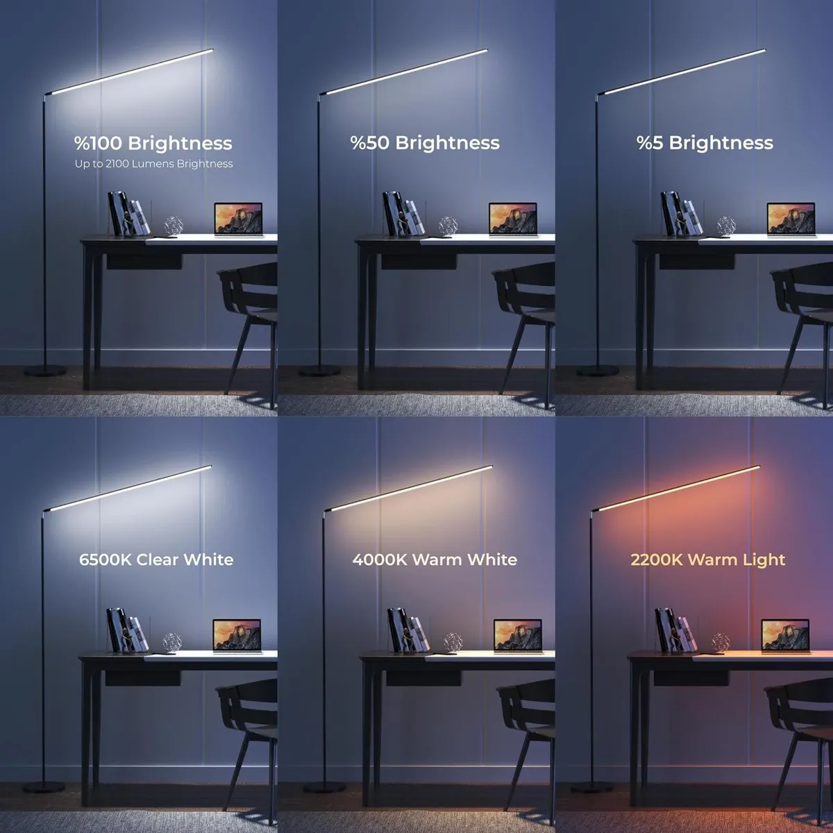 LED Floor Lamp Dimmable Standing with Remote - Image 3