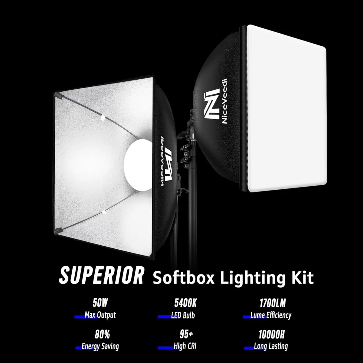 Photography Light Kit 5400K Softbox with 160CM - Image 2