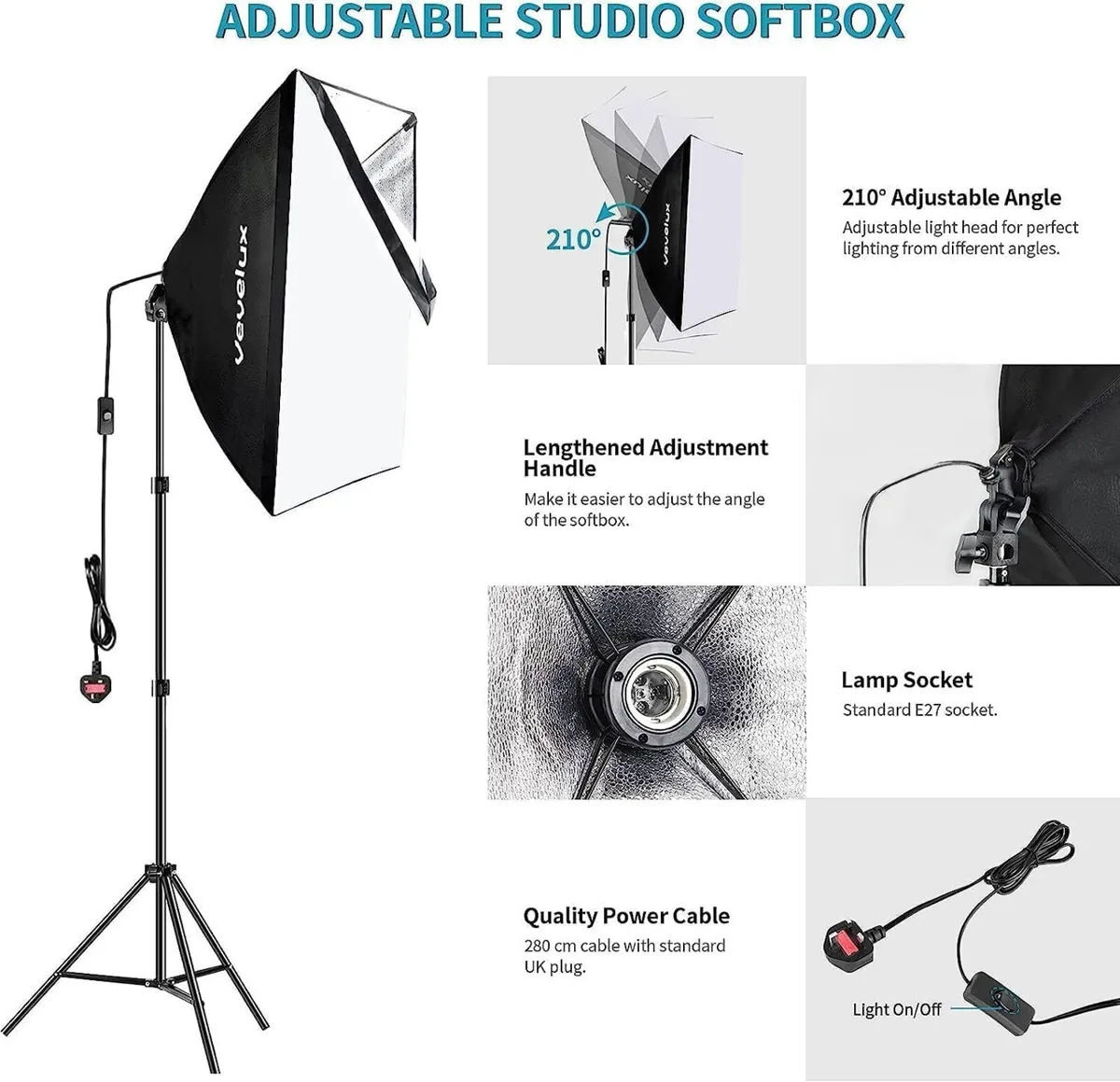Photo Studio Lighting Kit with 2.6x3m 8.5x10FT - Image 4