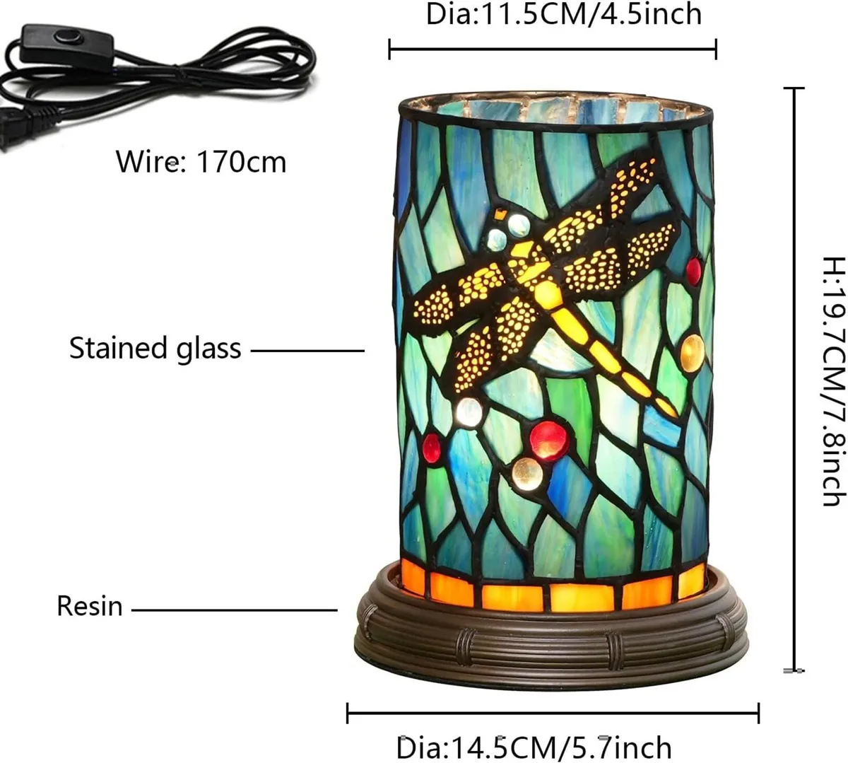 Tiffany Lamp Stained Glass Table Dragonfly Style - Image 3