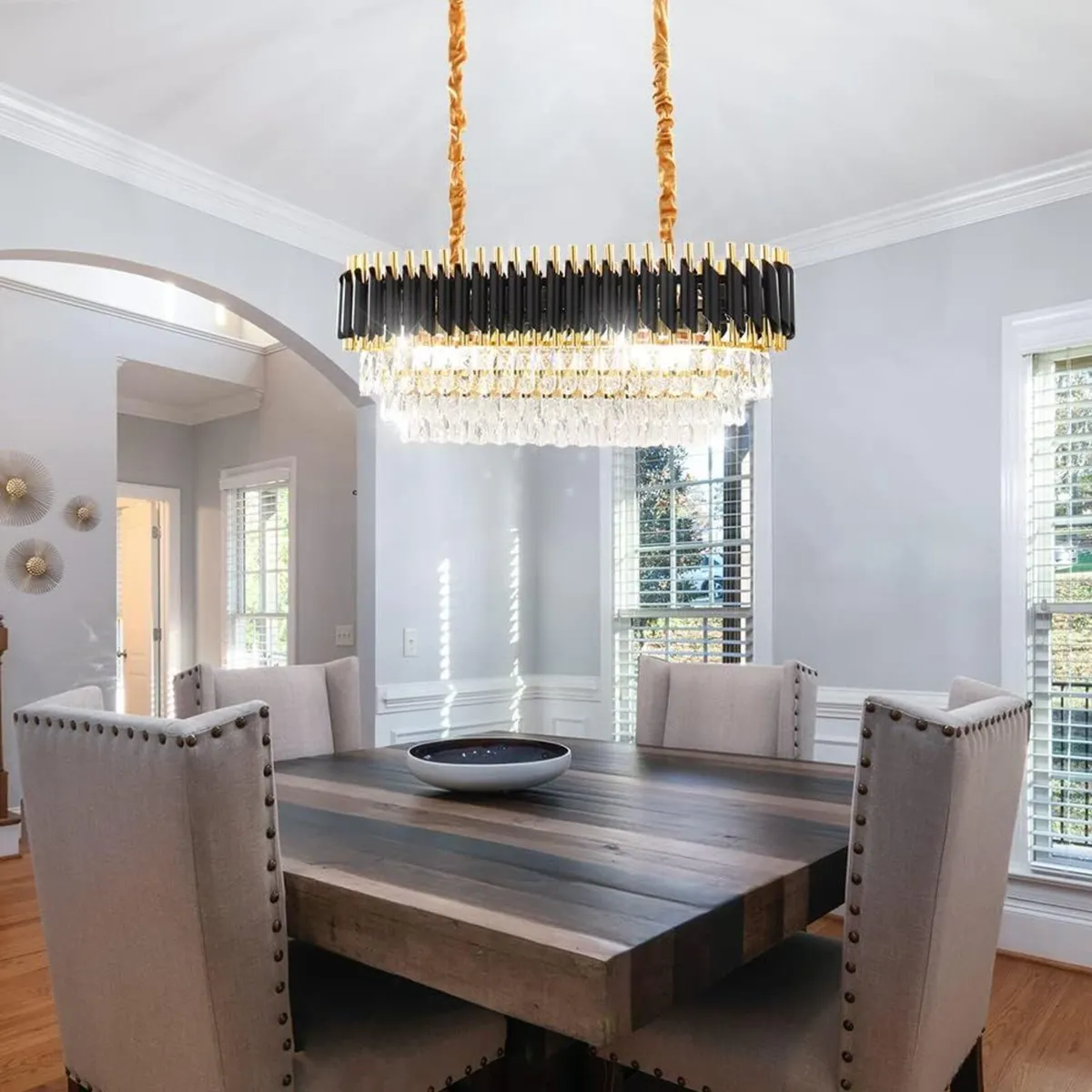 Oval K9 Crystal Chandelier 10-Light E14 Pendant - Image 3