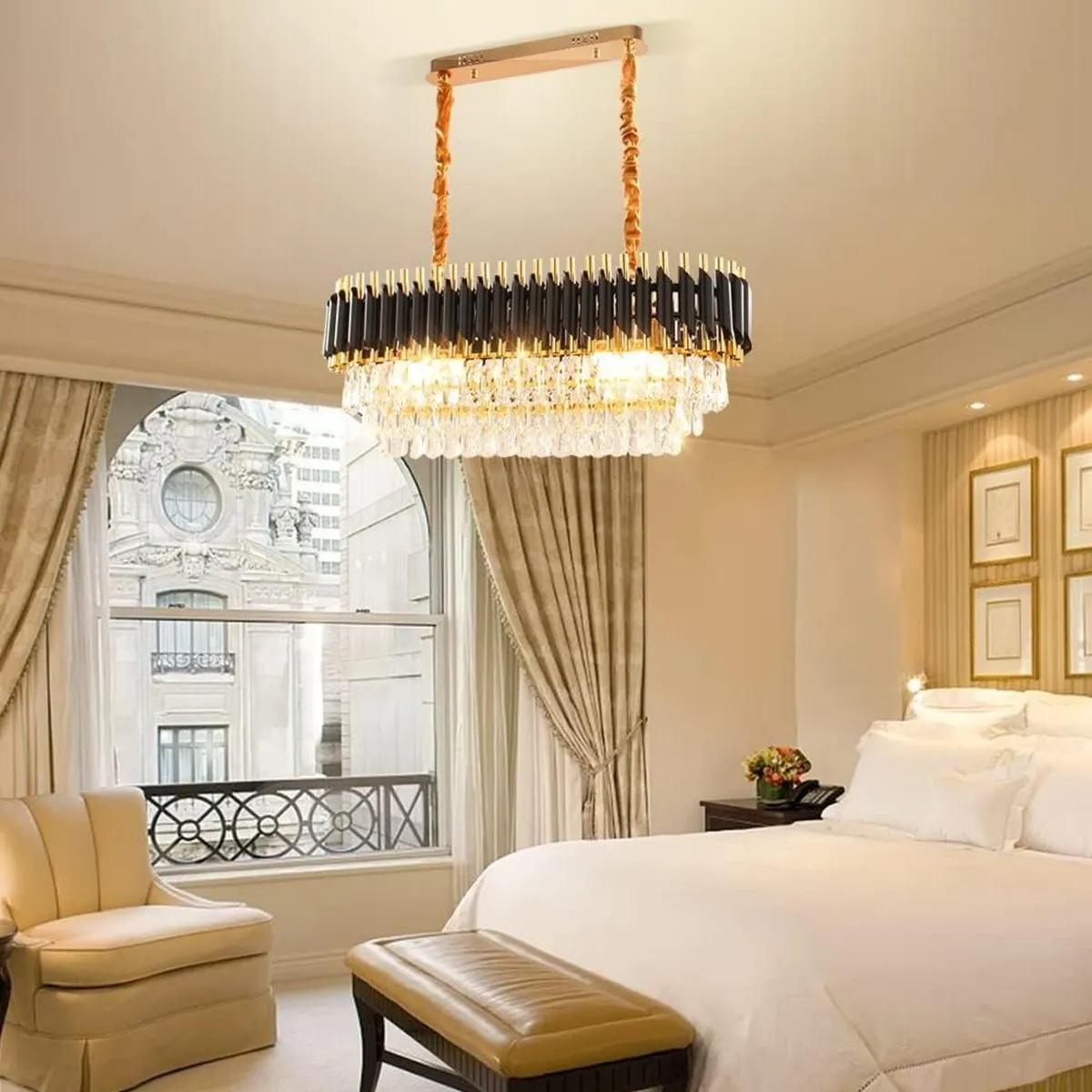 Oval K9 Crystal Chandelier 10-Light E14 Pendant - Image 4