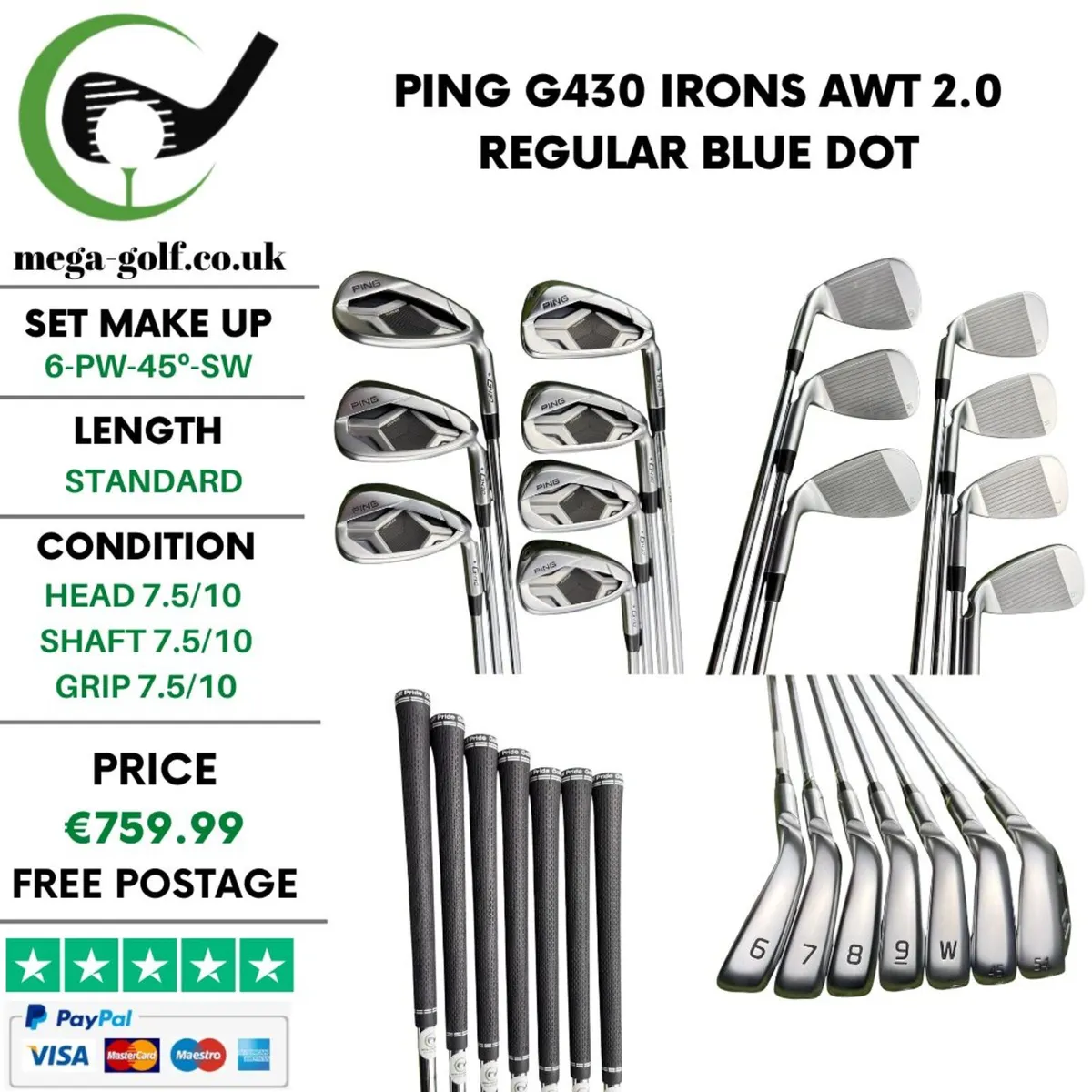 Ping G430 Irons / 6-Pw-45º-Sw / AWT 2.0 Regular - Image 1