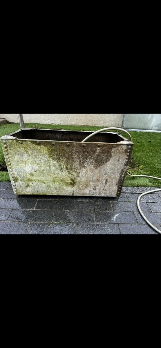 Vintage Riveted Galvanised Steel Tank - Image 2