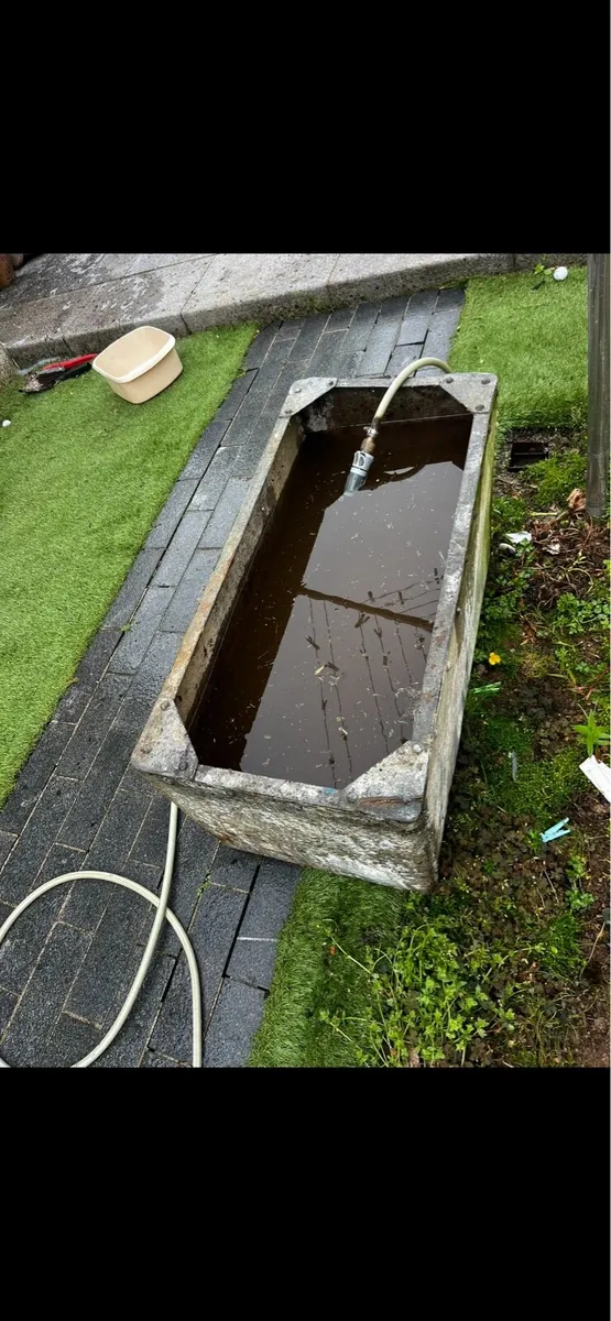 Vintage Riveted Galvanised Steel Tank - Image 3