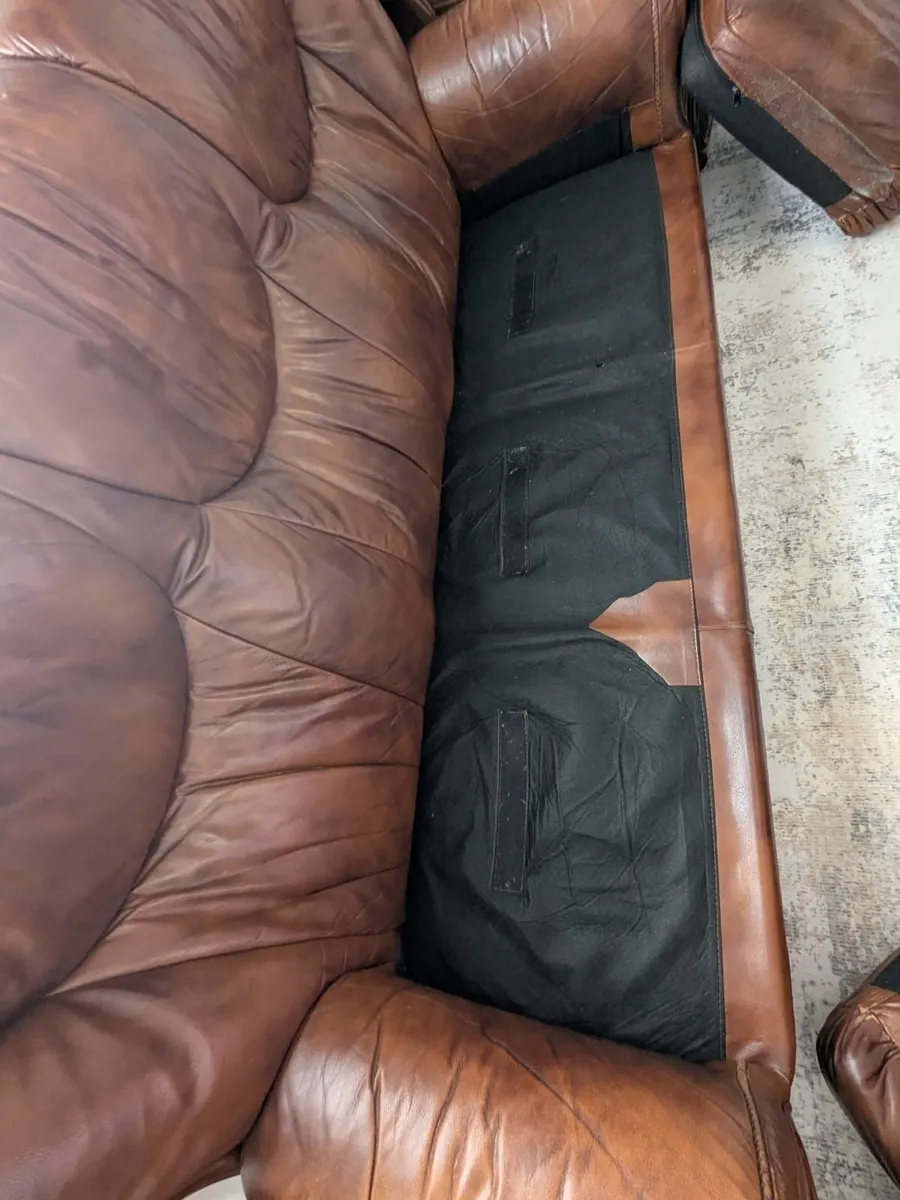 Sofa, Italian leather. 3 seater + 2 armchairs - Image 3