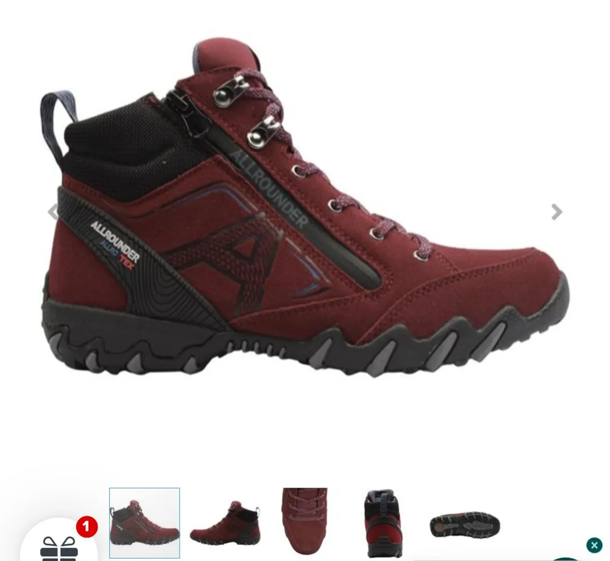 All Rounder Norika Tex Boot Burgundy 6.5 - Image 4