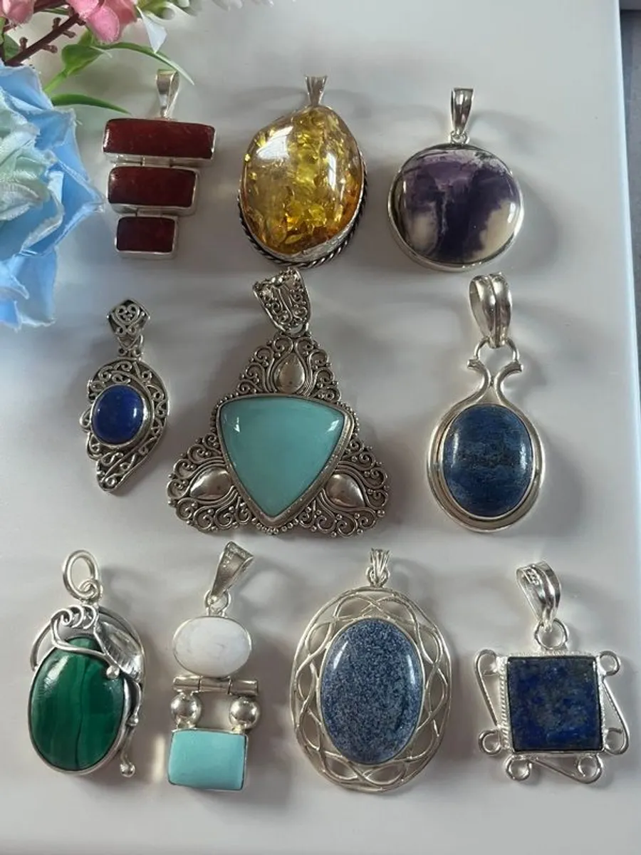 Silver Precious Stone Pendants. Beautiful Gifts! Gift Boxed. - Image 1