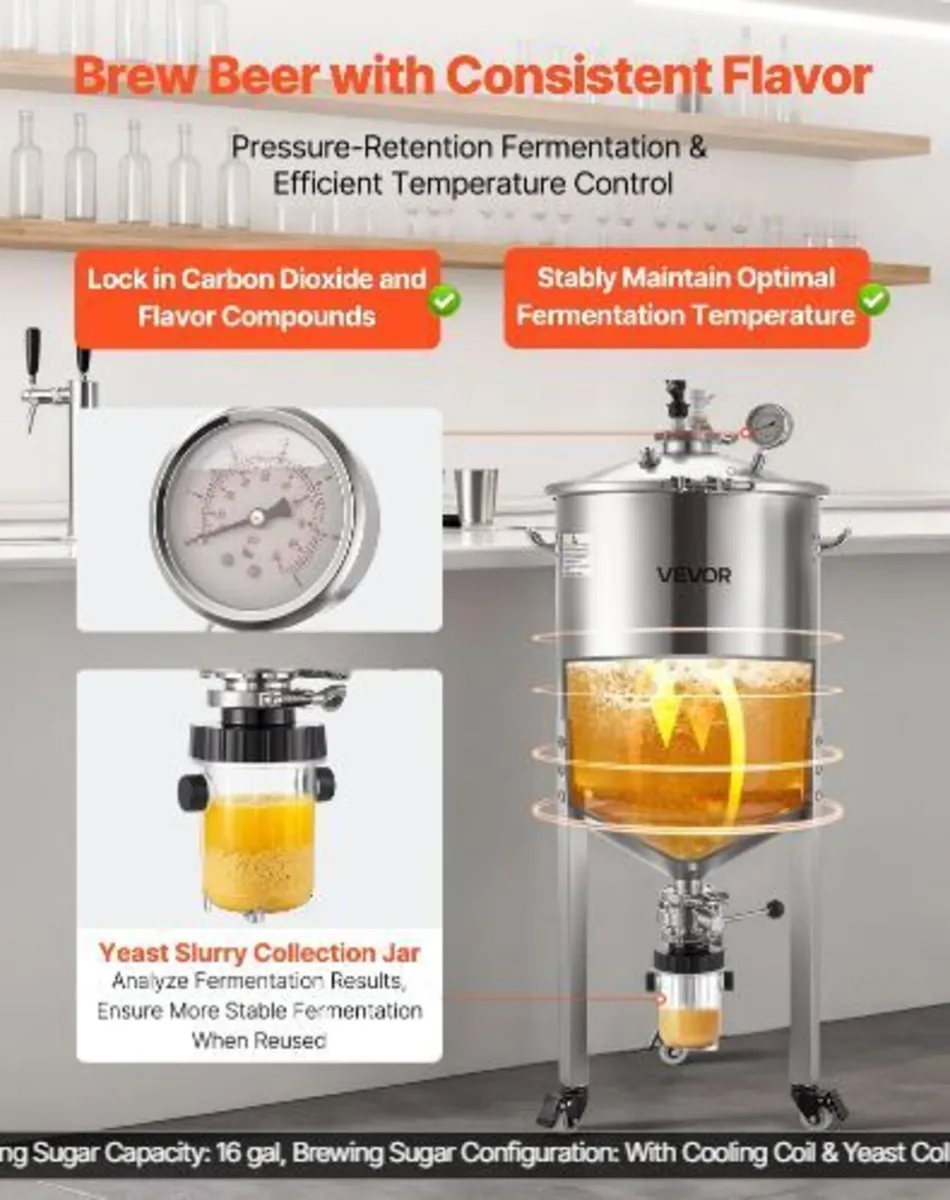 Stainless Steel Conical Fermenter, 16 Gal/60L - Image 1