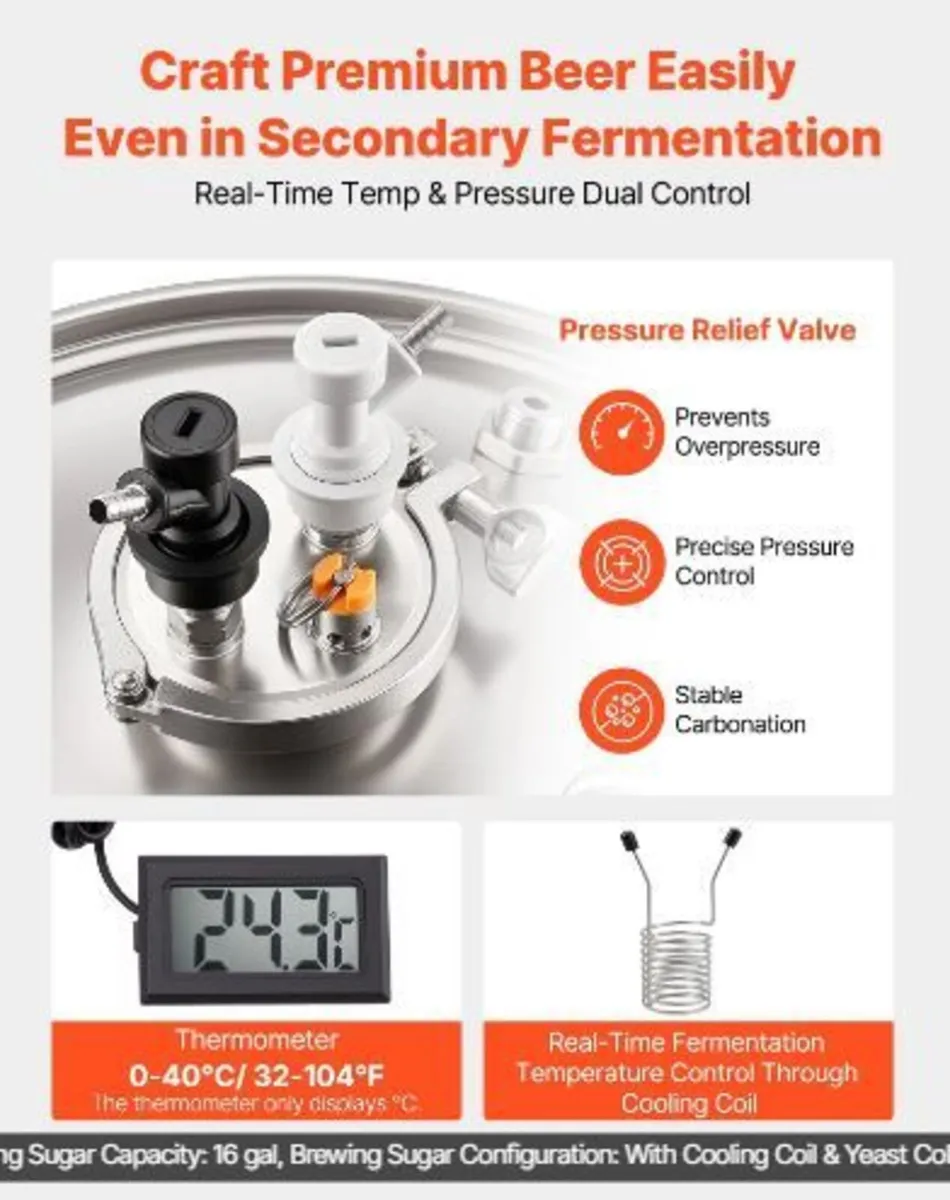 Stainless Steel Conical Fermenter, 16 Gal/60L - Image 3