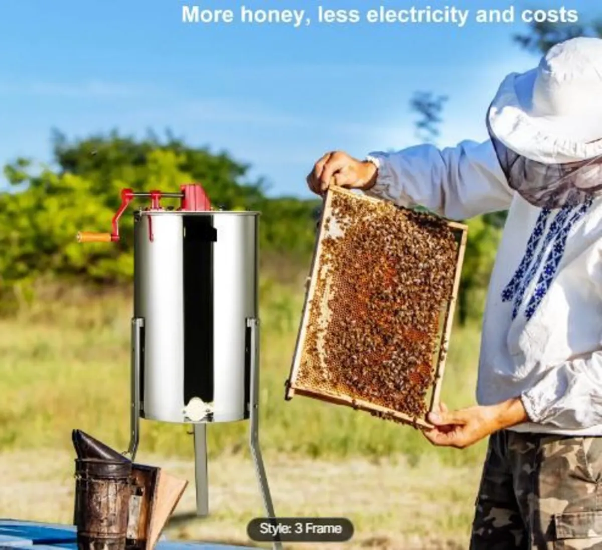 Manual Honey Extractor, 3 Frames Honey - Image 3