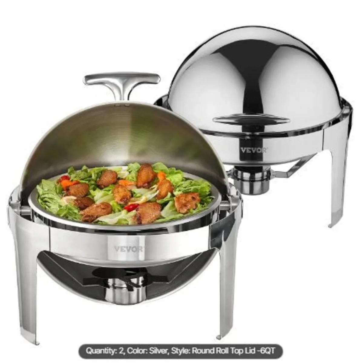 Roll Top Chafing Dish Buffet Set, 6 Qt 2 Pack - Image 4