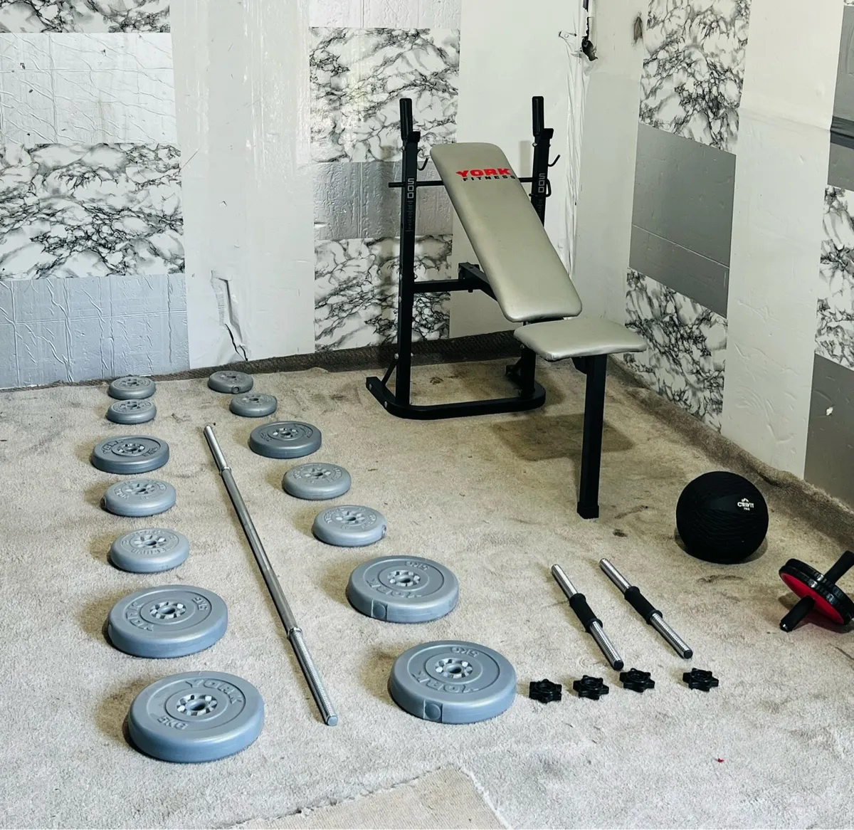 Folding bench weights barbell dumbbells - Image 1