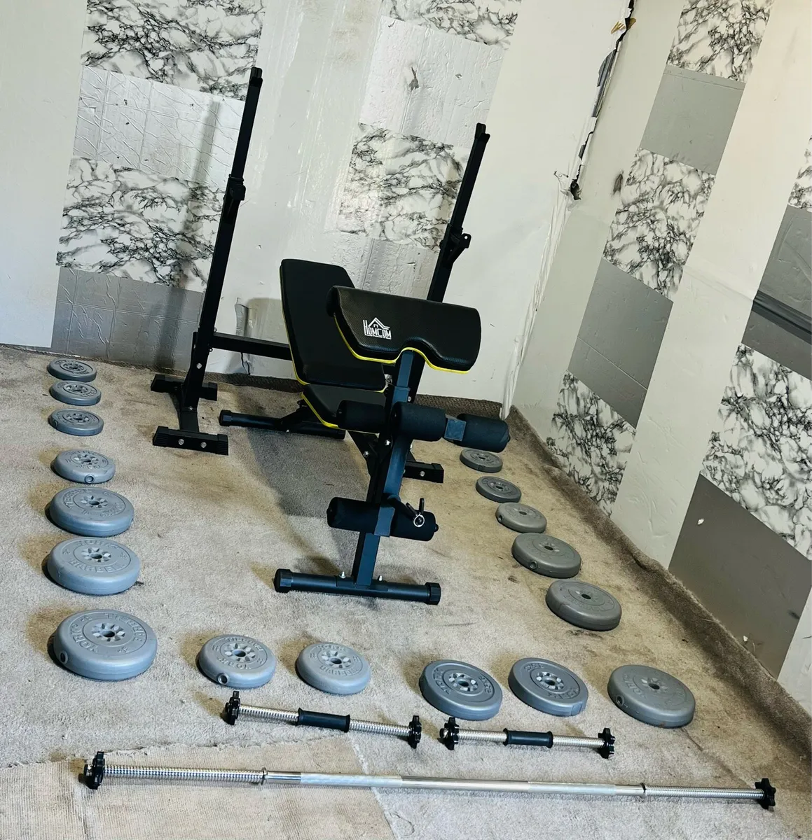 ADJUSTABLE RACK BENCH BARBELL DUMBBELLS WEIGHTS - Image 4