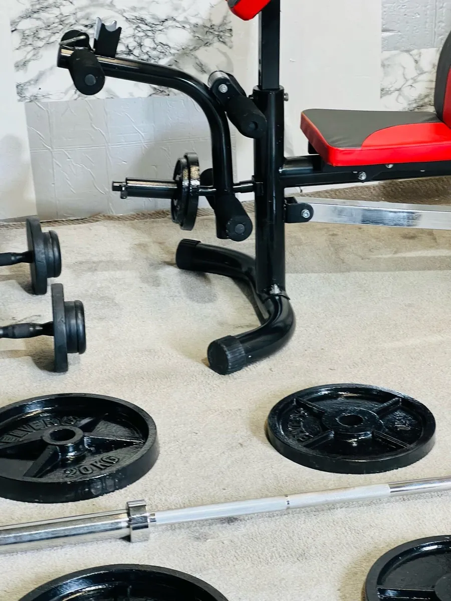 LARGE USF BENCH+RACK OLYMPIC WEIGHTS BAR DUMBBELLS - Image 4