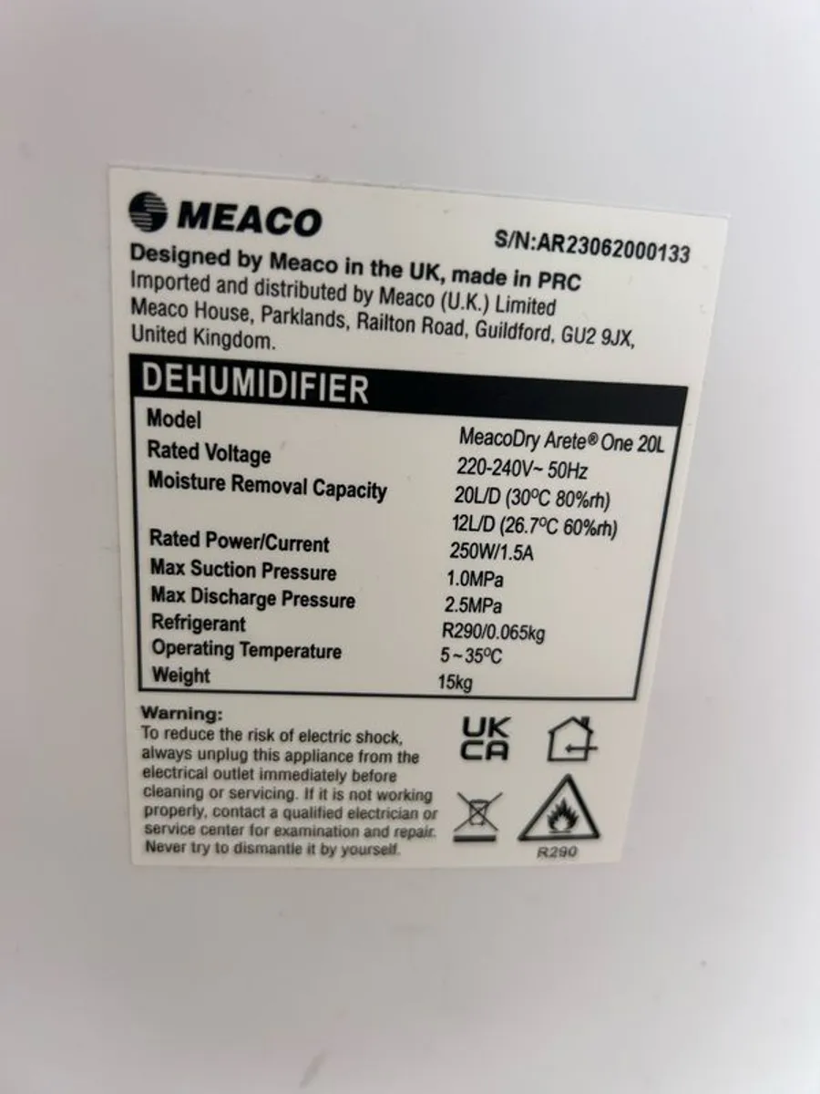 MeacoDry Arete One 20L Dehumidifier & Air Purifier - Image 4