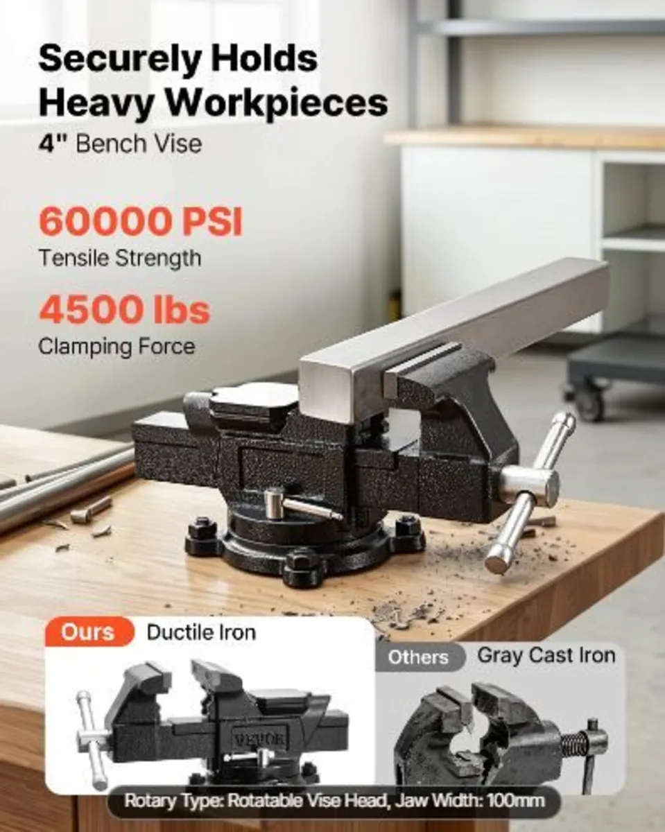 Heavy Duty Bench Vise, 100 mm - Image 3