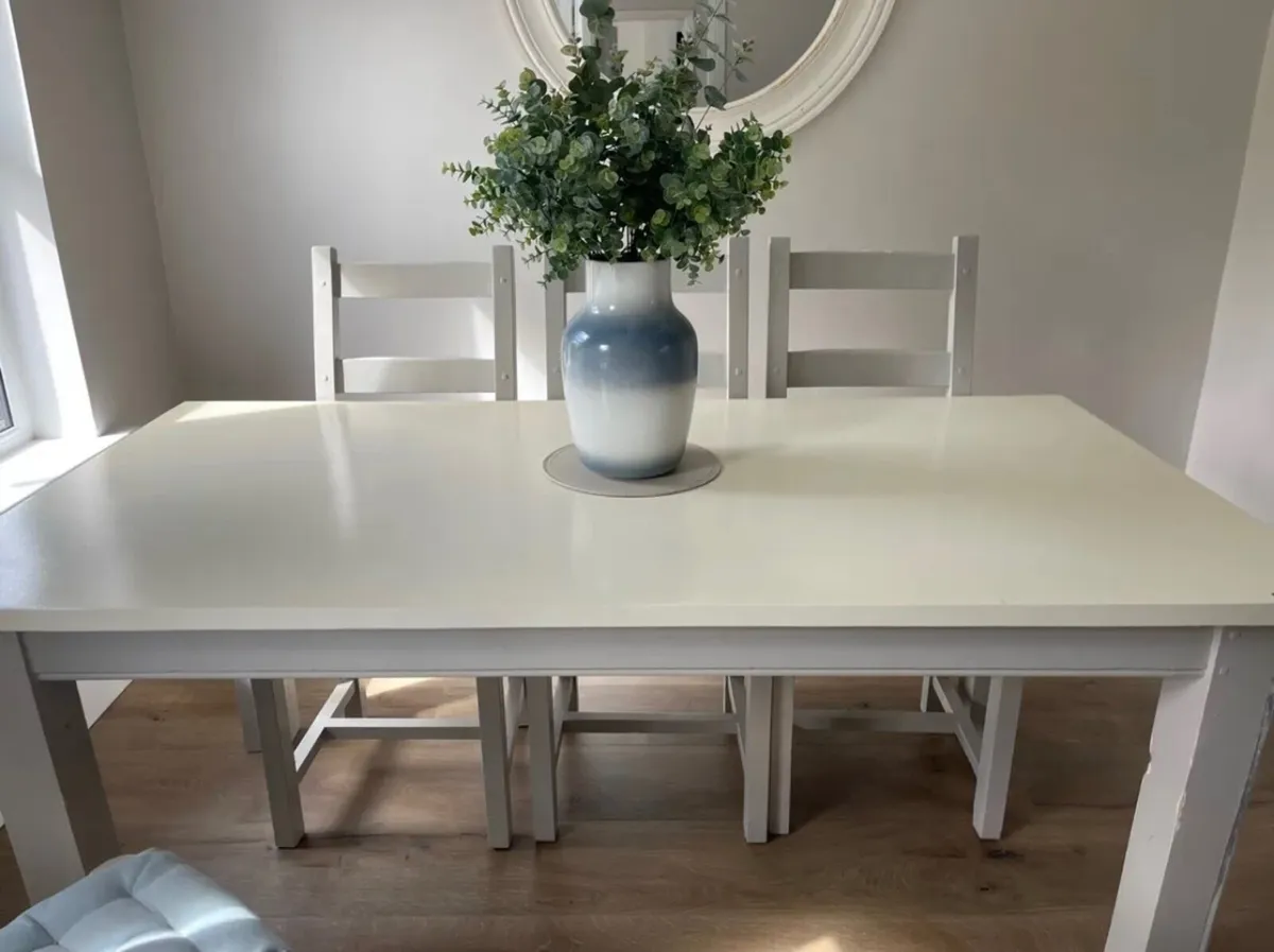 OPEN TO OFFERS Solid wood dining table & chairs - Image 4