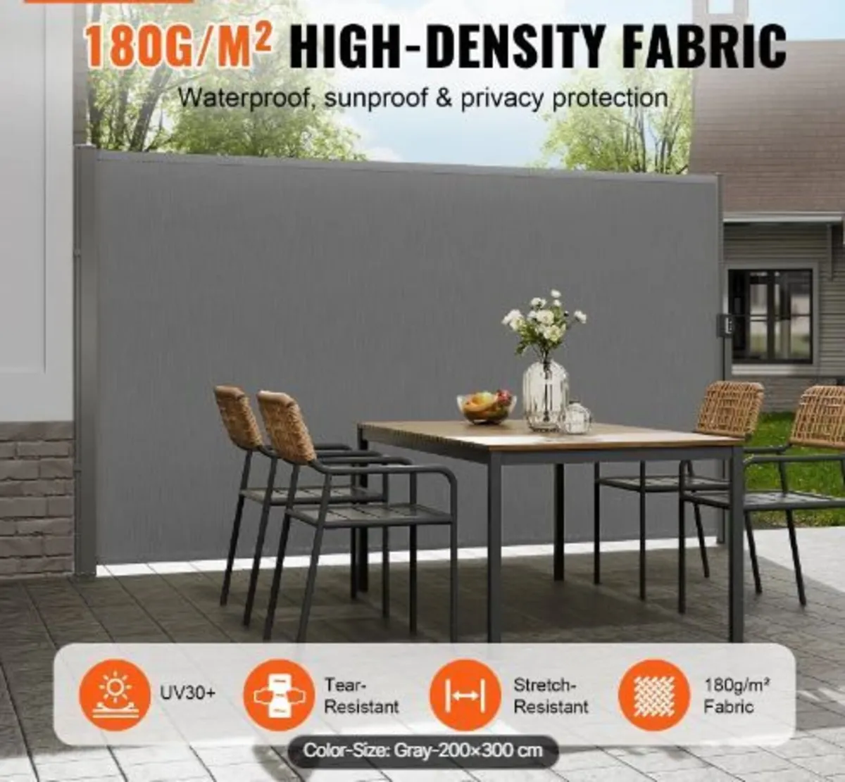 Retractable Side Awning, 79''x 118'' Outdoor - Image 1