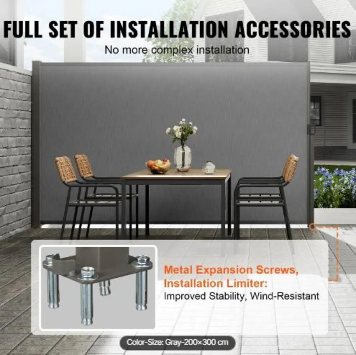 Retractable Side Awning, 79''x 118'' Outdoor - Image 2