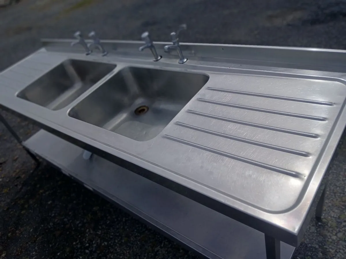 Staneless steel cabbinet double sink unit complete - Image 3