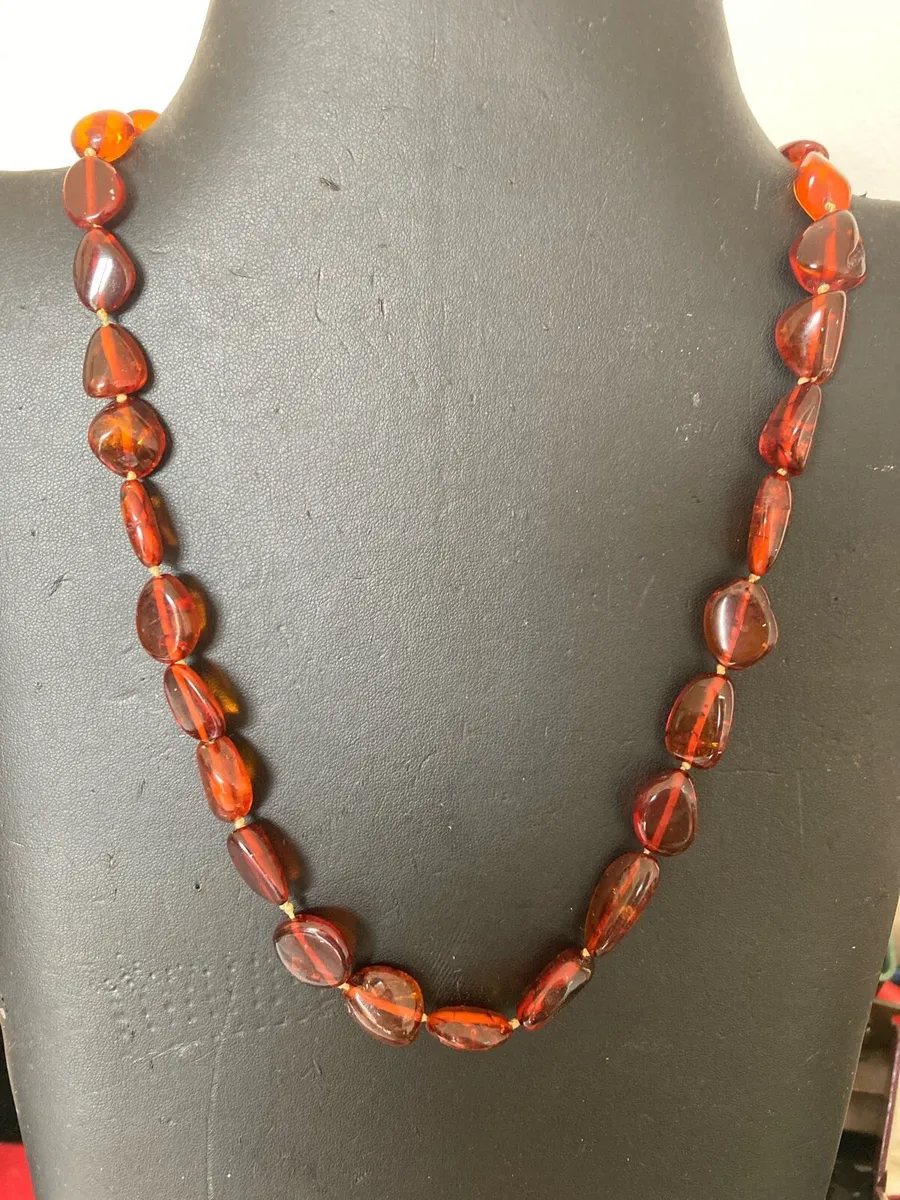 Amber necklace with silver clasp Vintage - Image 1