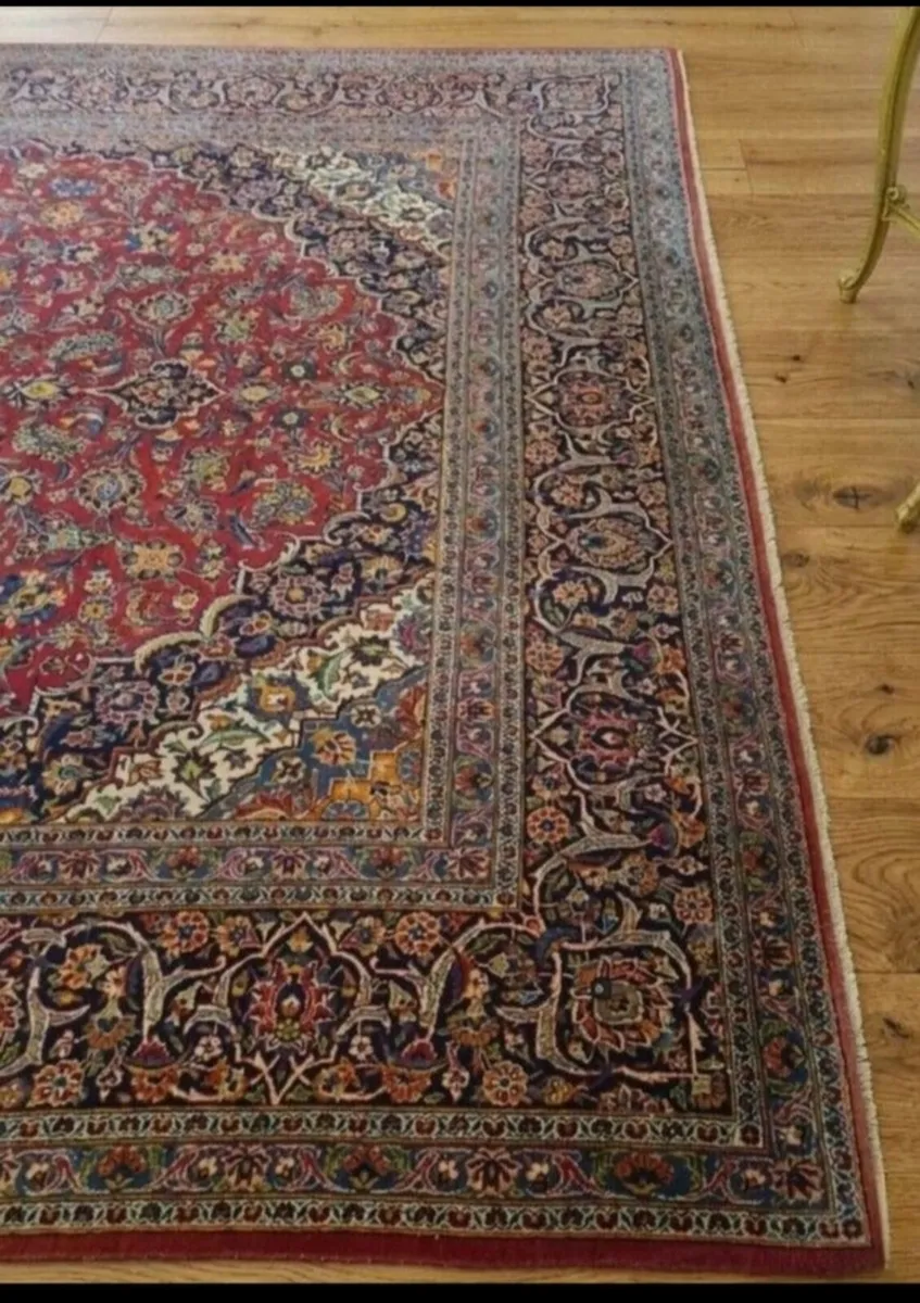 XXL 13ft x 9ft Perser Keshan Knotted Rug Carpet - Image 3