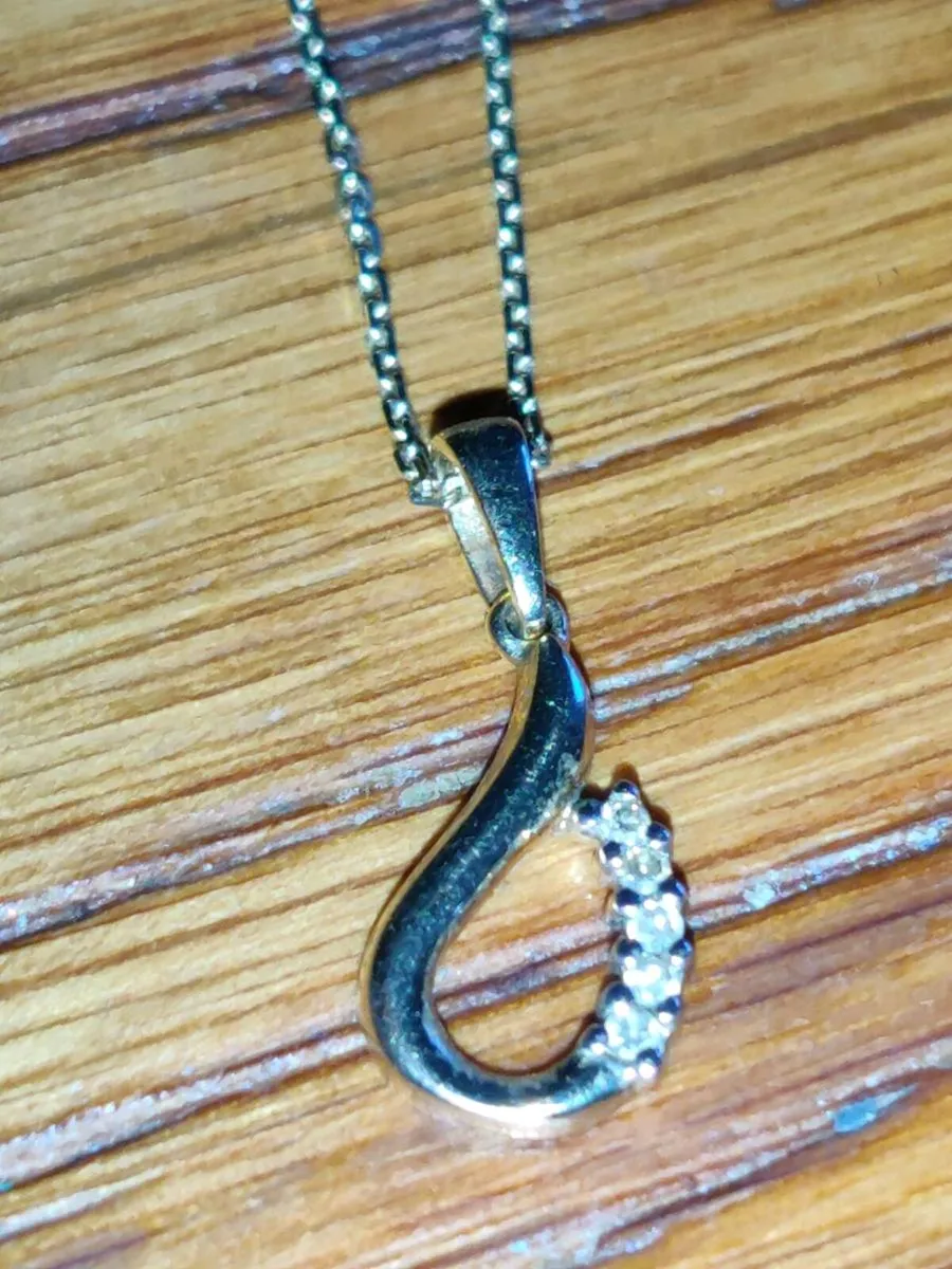 DIAMOND LOOP, 9CT YELLOW Gold BELCHER Necklace ! - Image 1