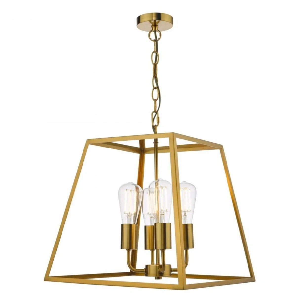 Pair of Dar Lighting Natural Brass Lantern Pendant - Image 3