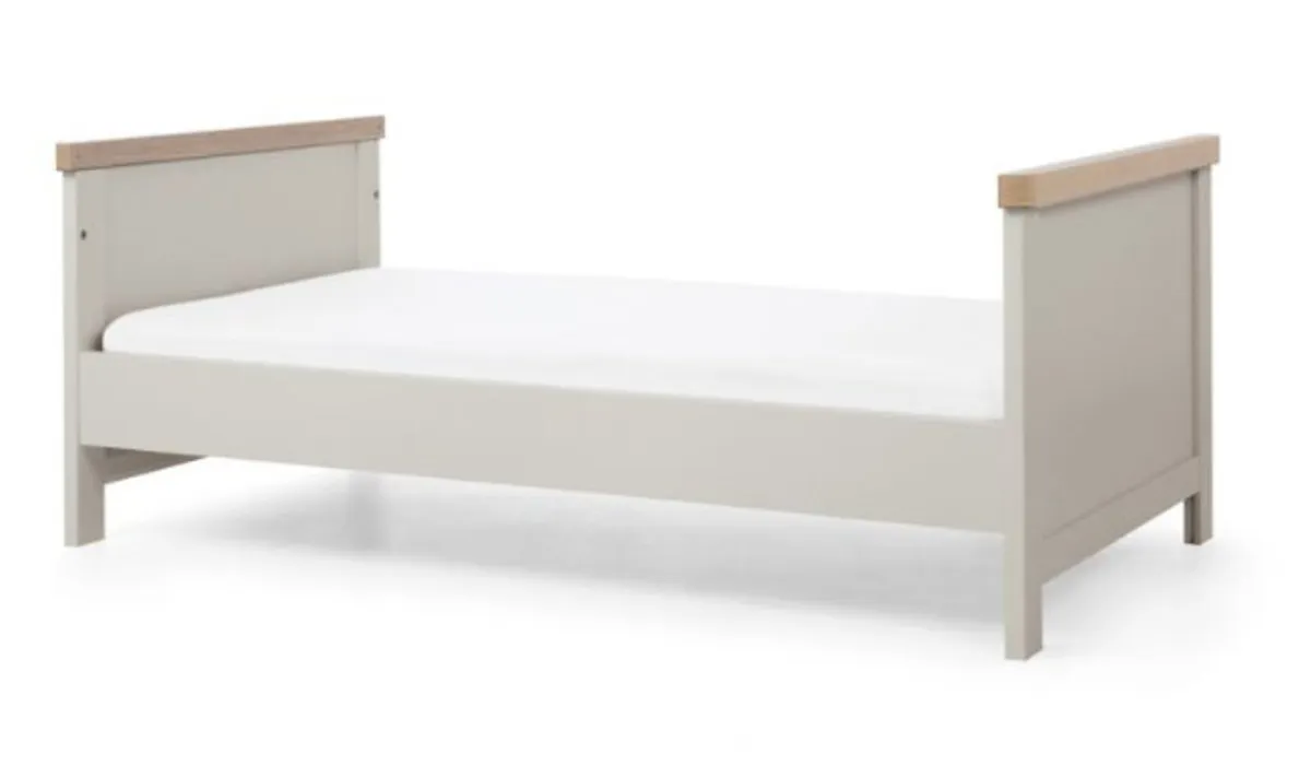 Mamas & Papas Cot Bed & matress in Grey & Oak - Image 1