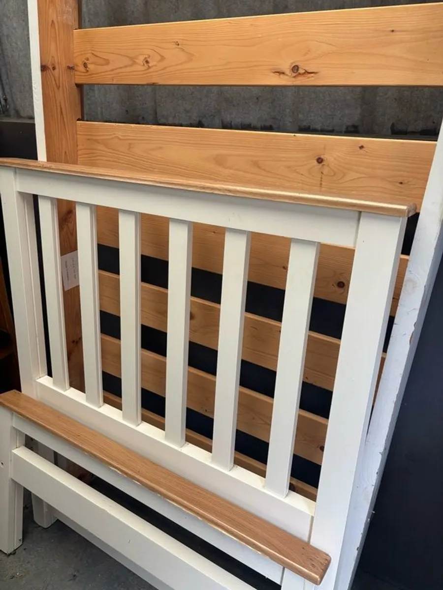 Single Bed Frame (Cream with Oak effect) - Image 4