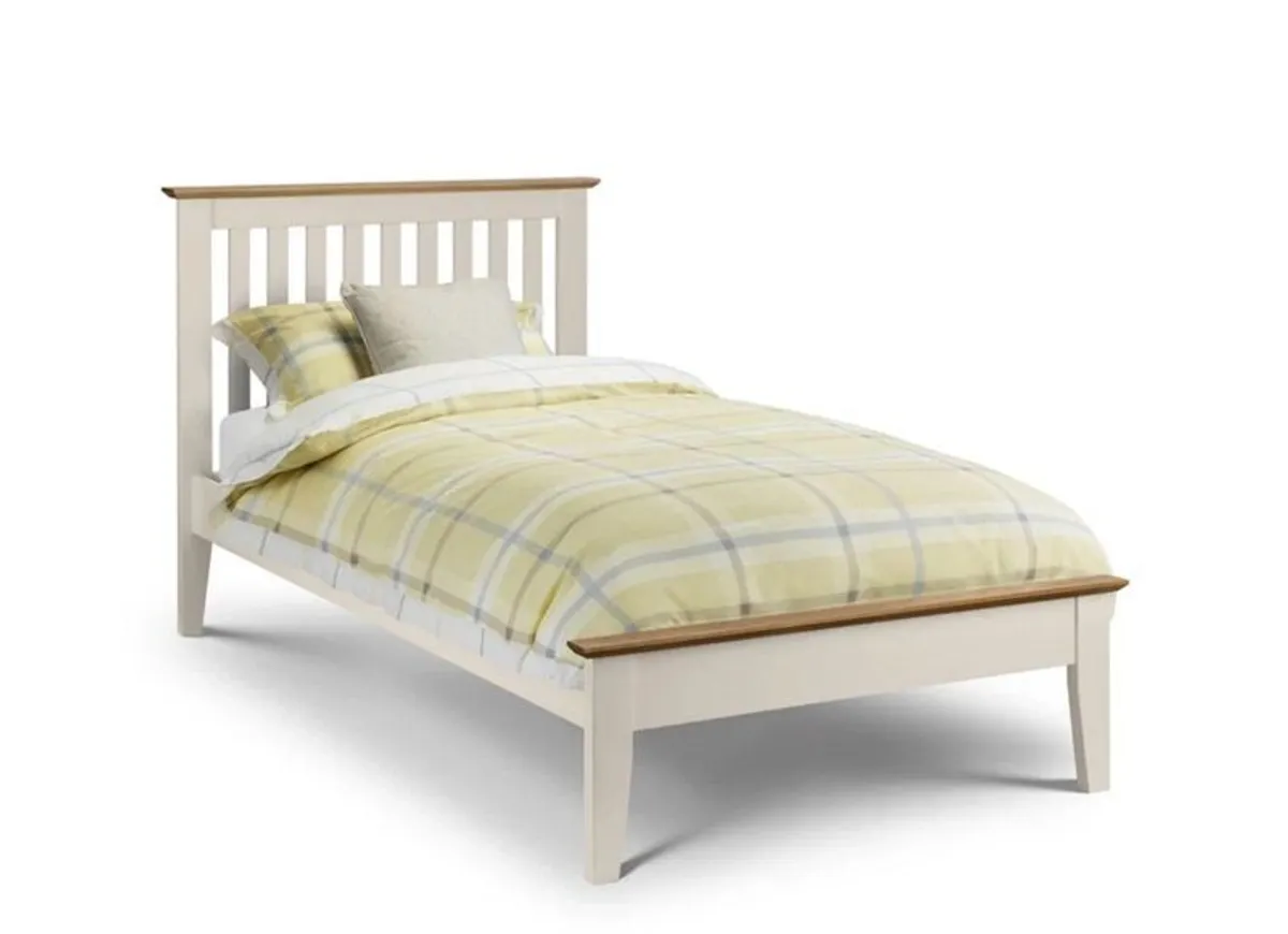 Single Bed Frame (Cream with Oak effect) - Image 1
