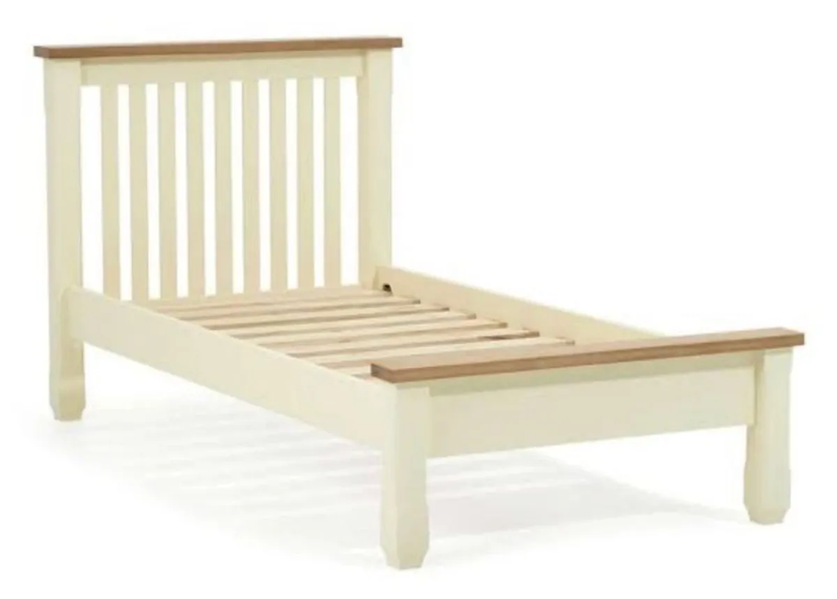 Single Bed Frame (Cream with Oak effect) - Image 2