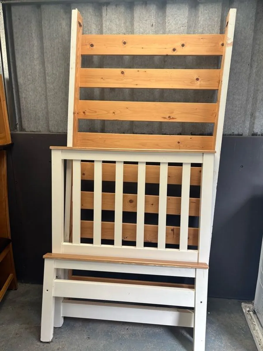 Single Bed Frame (Cream with Oak effect) - Image 3