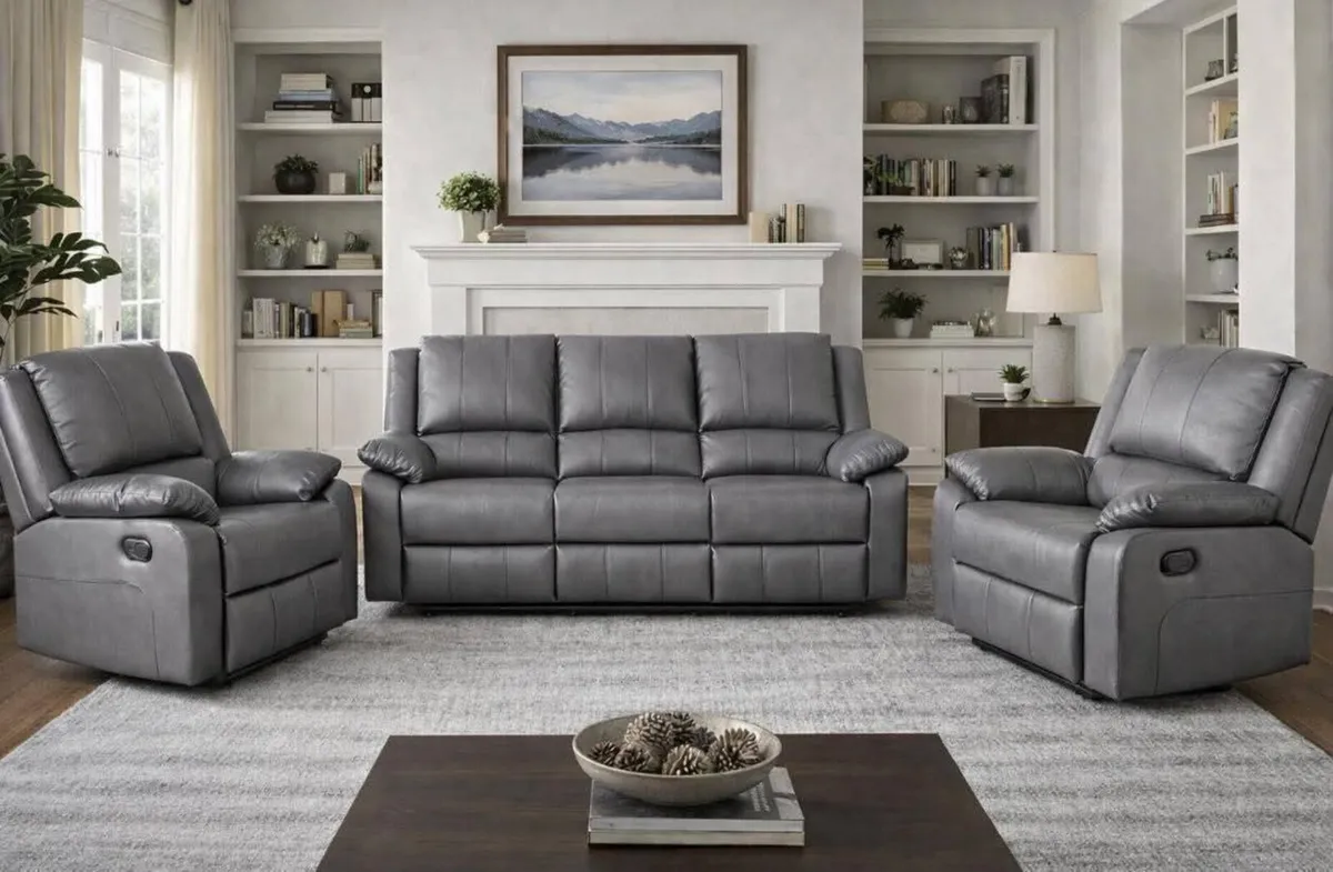 New Larsons 3+2 or 3+1+1 Leather Recliners - Image 3