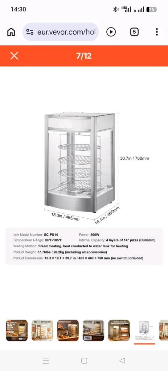 NEW !! Food Warmer Display for 14" Pizza, 4x - Image 2