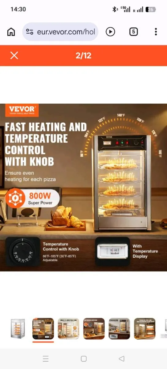 NEW !! Food Warmer Display for 14" Pizza, 4x - Image 3