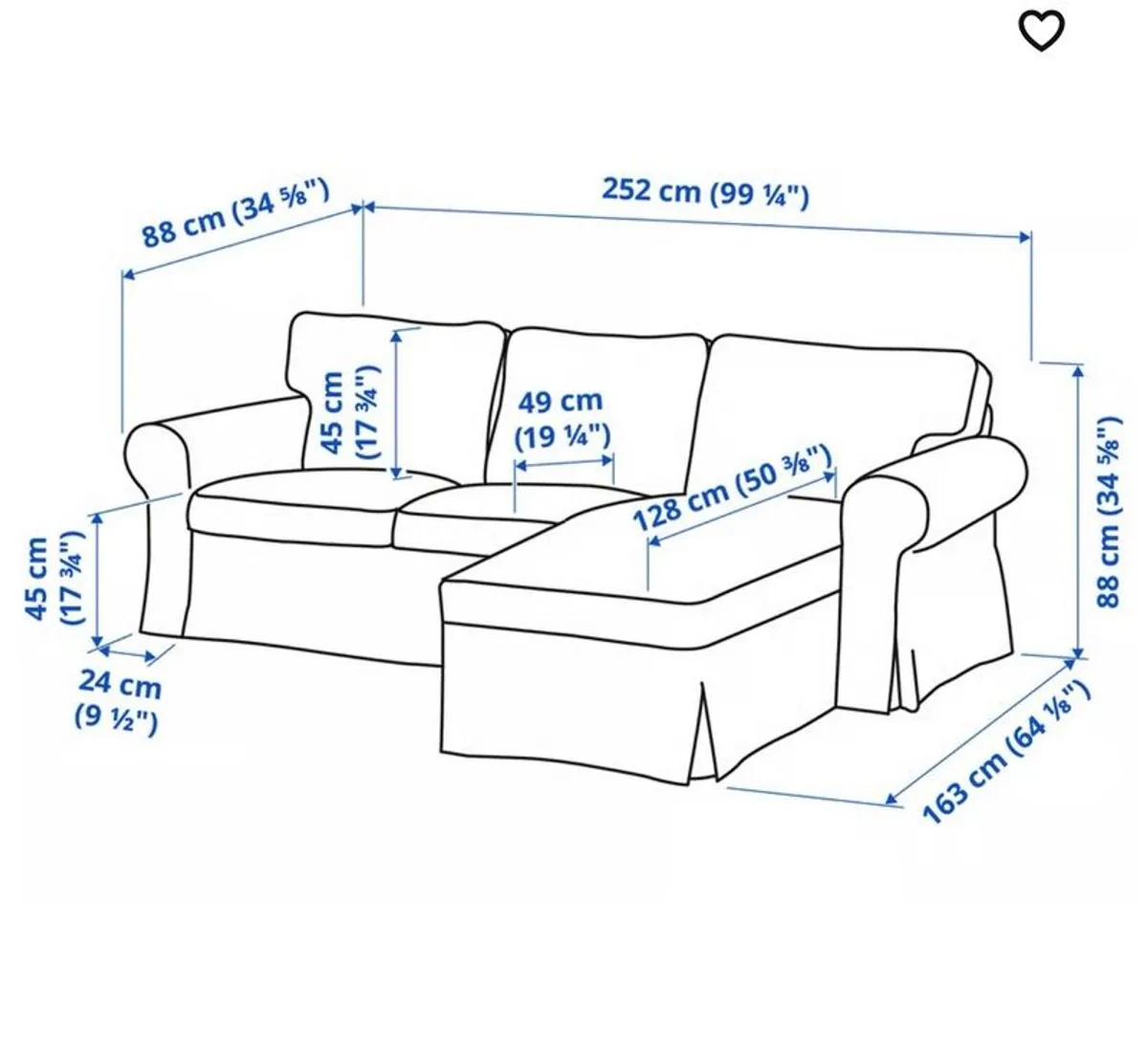 3 seater sofa with chaise lounge - Image 2