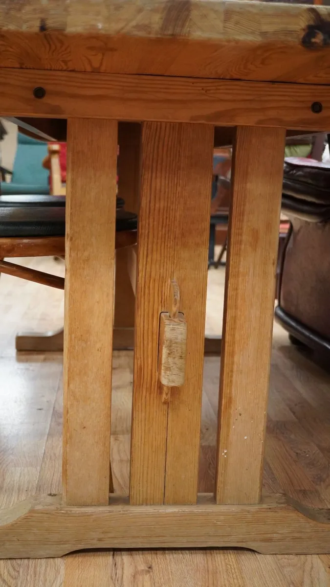 Vintage Pine Trestle Dining Table - Image 4