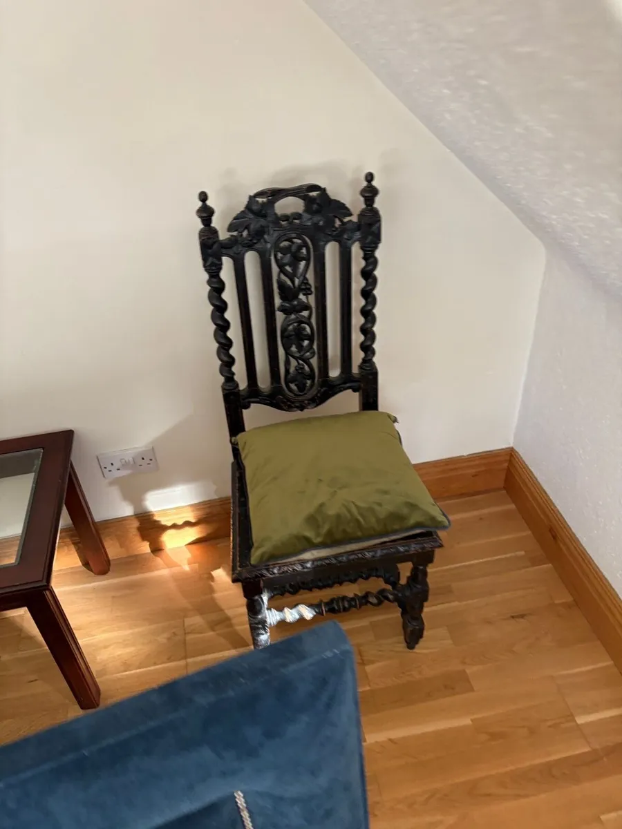 Antique Victorian Jacobean carved oak chair - Image 1