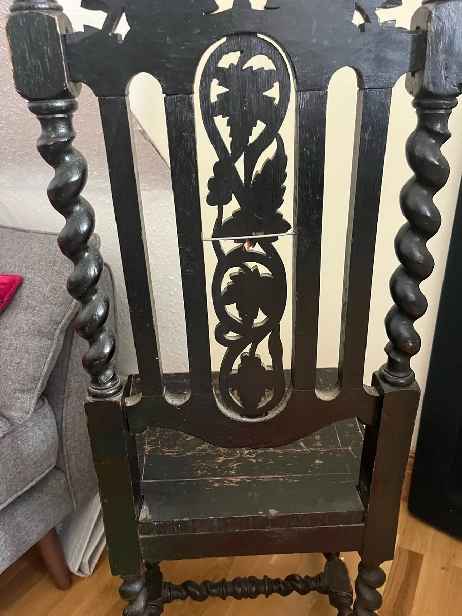 Antique Victorian Jacobean carved oak chair - Image 3