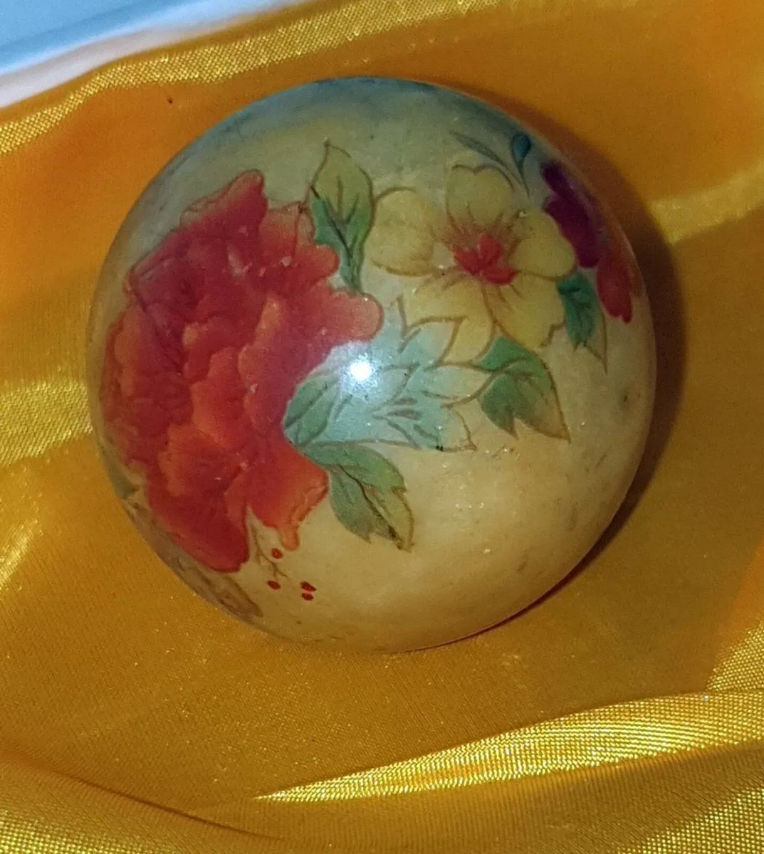 Vintage Italian Alabaster Paperweight Hand Painted - Image 1