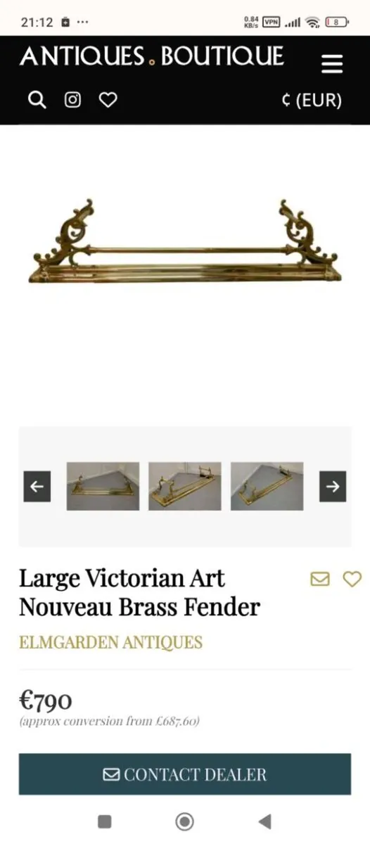 Large art nouveau brass fender - Image 1