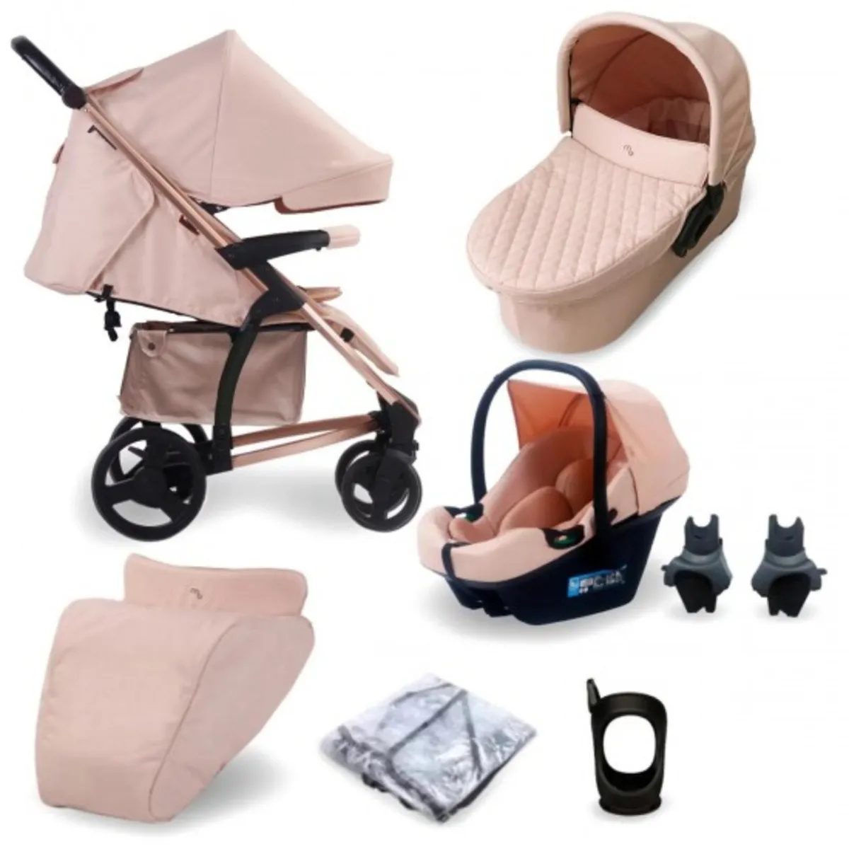 Mybabiie 3 in 1 travel system in gold pink - Image 2