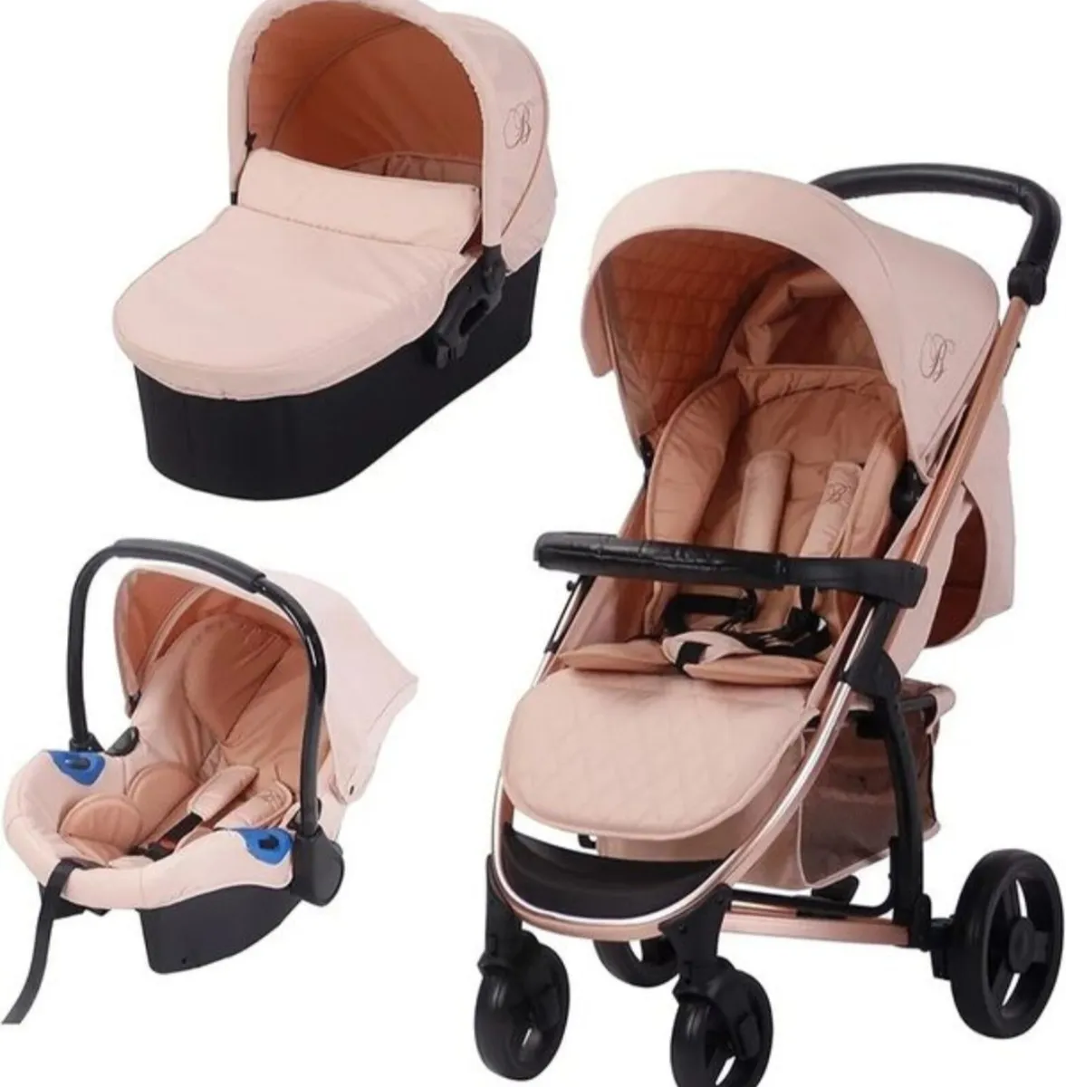 Mybabiie 3 in 1 travel system in gold pink - Image 3